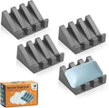 Self Draining Soap Dish Holder,Silicone Soap Dish,for Bathroom,Kitchen, Sponges，Can Extend Soap Life，Keep Soap Bars Dry and Easy Cleaning (Grey,4-Pack)