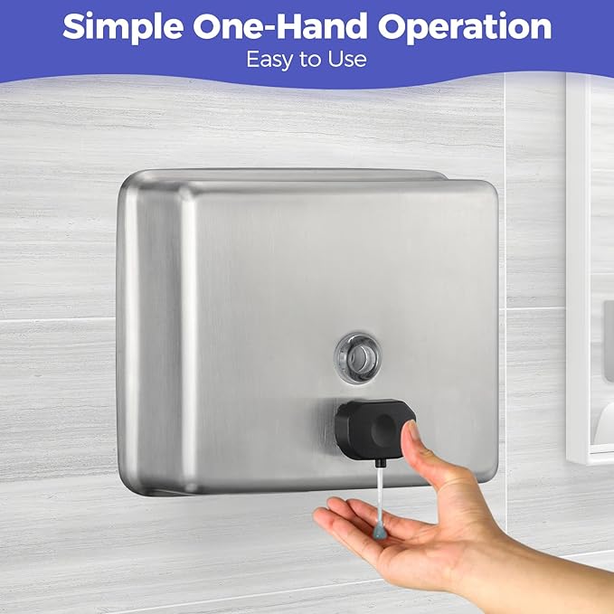 Stardrix Stainless Steel Extra Large 1400ml/47oz Capacity Industrial Grade Soap Dispenser, Commercial Wall Mount Bathroom Hand Soap Dispenser with Corrosion Proof Lining and Anti-Leak Pump