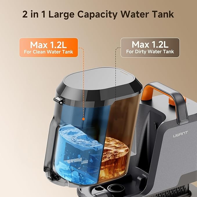 Uwant Carpet Cleaner Machine 18Kpa Portable Carpet Cleaner for Cars Couch, 2in1 Water Tank Upholstery Cleaner, Spot Cleaner with Cleaning Tools, 2.4 Liter Set of 1