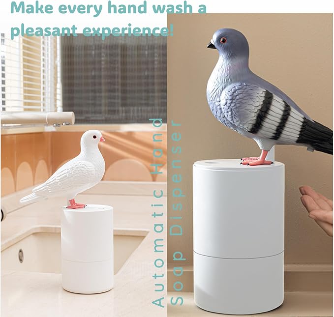 Pigeon Pooping Pigeon Soap Dispenser, Funny Bird Foaming Soap Dispenser (White)