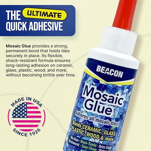 BEACON Mosaic Glue - Non-Toxic & Water Resistant, Ideal for All Tiles & Surfaces, 2-Ounce