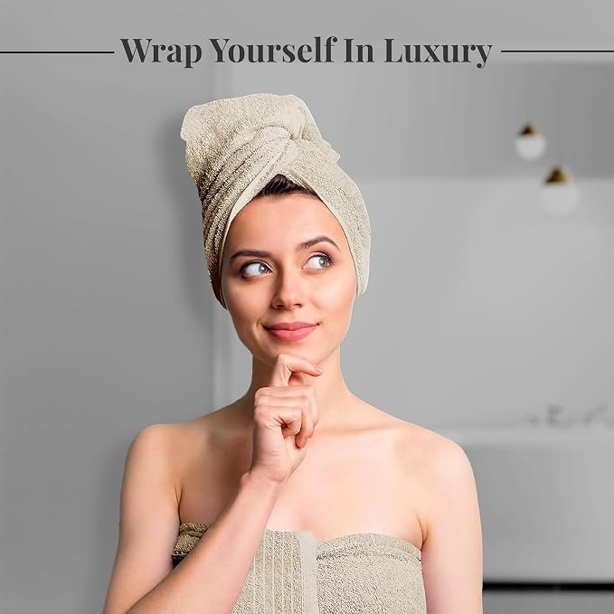 Tens Towels 4 Piece Extra Large Bath Towels 30 x 60 Inches, Beige | 100% Cotton, Larger & Lighter Weight, Quicker to Dry, Super Soft and Absorbent, Perfect for Bathroom