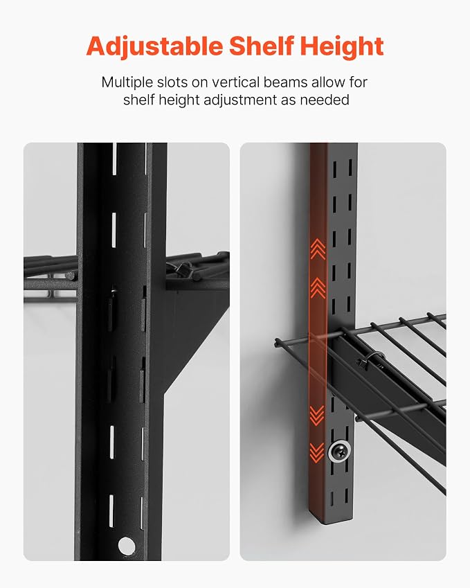 VEVOR 3-Tier Heavy Duty Wall Garage Shelving, 1 x 3 ft Steel Wall Mounted Shelving Unit, 11 x 36 Inch Per Shelf Floating Storage Metal Rack for Garage with 450 lbs Total Weight Capacity, Black