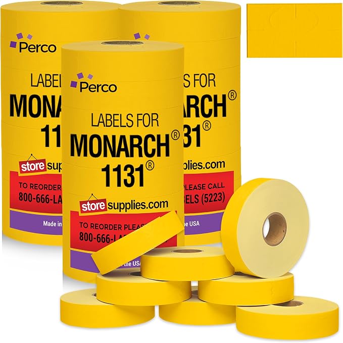 Pricing Labels for Monarch 1131 Yellow - 60,000 Labels w/ 24 Rolls Value Pack, 3 Sleeves - Made in USA