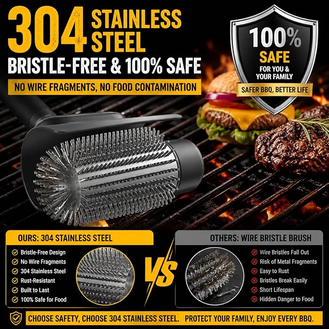 Electric Grill Brush for Outdoor Grill, Cordless Rechargeable BBQ Cleaner, Upgraded Giddyup Style 2-Speed Rotary Barbecue Scrubber, High Torque Battery Operated Power Grill Cleaning Brush