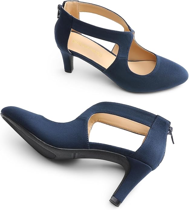 DREAM PAIRS Women's Pumps Closed Pointed Toe Kitten Heels | Elegant Party Dress Shoes with Chic Crisscross Cutouts, 2.76 Inch Heel, and Back Zip for Polished, All-day Secure Strides