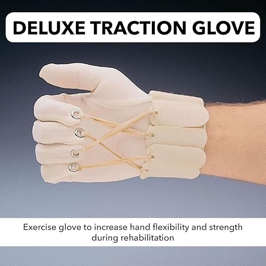 Sammons Preston Deluxe Traction Glove, Left Handed Exercise Glove, L/XL | Traction glove assists flexion of the joints and fingers for hand therapy and rehabilitation programs.