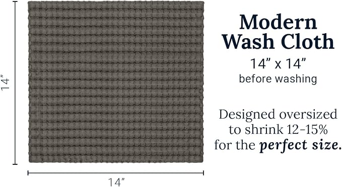 GILDEN TREE Waffle Bath Towels Wash Cloths for Showering, Exfoliating Washcloth Quick Dry Towel, Face Towels for Washing Face Cotton Washcloths Set of 4, Modern Style (Stone)