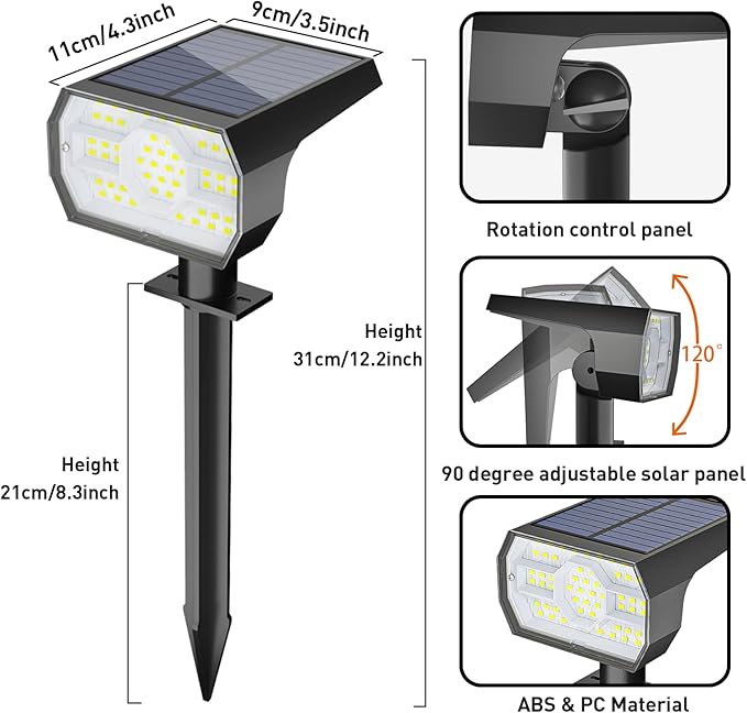 NYMPHY Solar Lights Outdoor Waterproof - 6 Pack (Cool White) | 56 LED 3 Lighting Modes IP68 Waterproof Solar Powered Garden Yard Spot Solar Lights for Outside Landscape