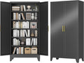 GAIOUS 79" Tall New Update Kitchen Pantry Cabinet, Metal Storage Cabinet | with 2 Doors and 5 Adjustable Shelves, Steel Cupboard for Kitchen Dining Bathroom Bedroom, Black, Freestanding, Wider Deeper