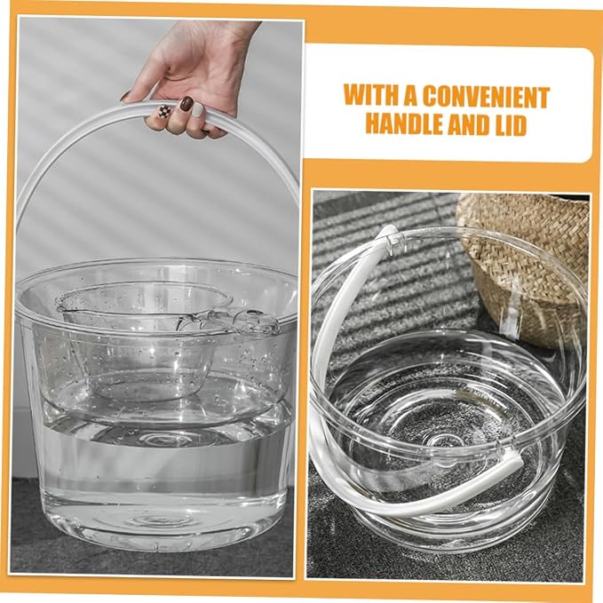 PRETYZOOM 1Set Large Capacity Plastic Bucket with Handle and Scoop Versatile Water Holder for Gardening Home and Kitchen Use Transparent Foot Bath and Wash Basin