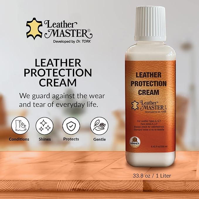 Leather Master Strong Leather Care Bundle - 250 ml Exceptional Leather Care Stain Remover, Protector and Polish Kit. Made to Clean Leather Accessories, Auto Detailing, Furniture, Handbags and Shoes