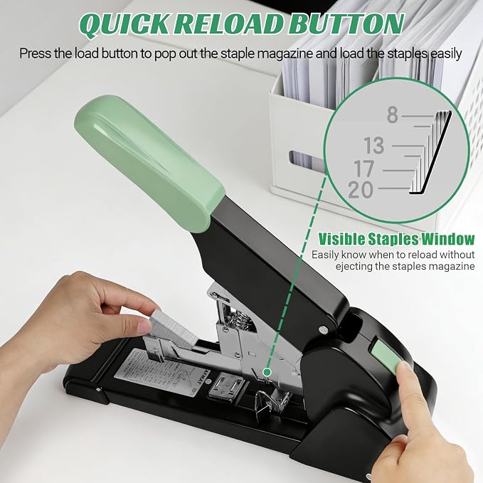 AFMAT Heavy Duty Stapler, 210 Sheet Effortless Stapler for Desk, 60% Reduced Effort, Jam Free, 50,000+ Uses, Adjustable Paper Depth, Metal Desktop Staplers for Office, Includes 7000Pcs Staples, ES15