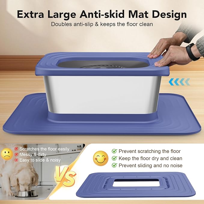 Decflow 10L Stainless Steel Dog Water Bowl, No Spill Anti-Splash Bowls | Slow Drinking for Messy Drinkers, XXl Anti-Skid Silicone Mat,Heavy Duty Pet Bowls for Indoor/Outdoor Use