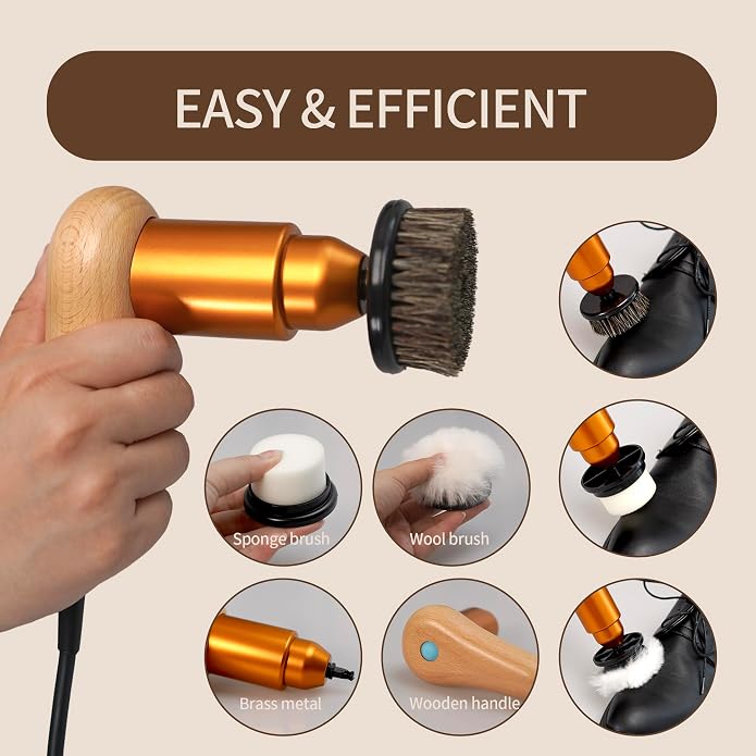 Smart Shoe Polisher Kit, 75W Electric Shoe Polisher with Adjustable Speed, Automatic Shoe Shine Kit , Portable Leather Care Cleaning Kit for Shoes, Boots,Bags, Sofa (Muticolor)