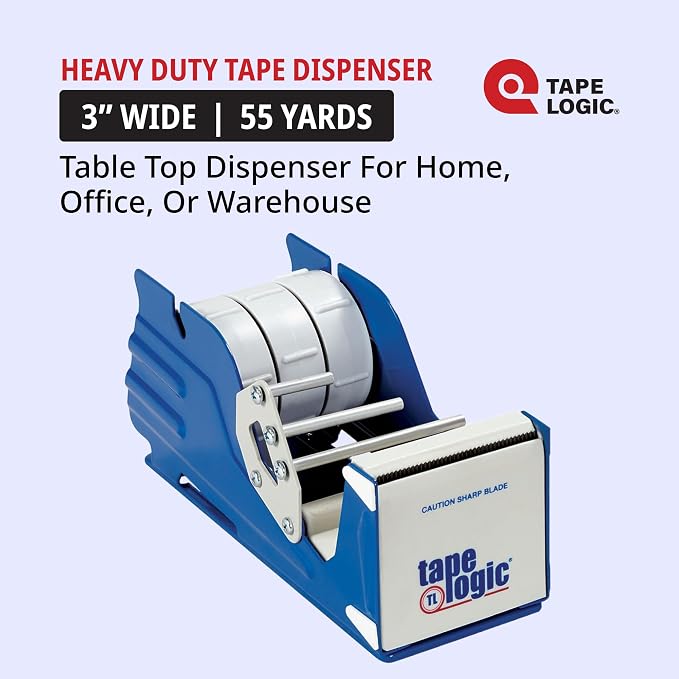 Tape Logic 3 Inch Multi Roll Packing Tape Dispenser, Heavy Duty Desk Tape Dispenser with Non-Skid Base for Shipping Tape, Packaging Tape, Moving Tape, Mailing, Office, Warehouse & Packing Supplies