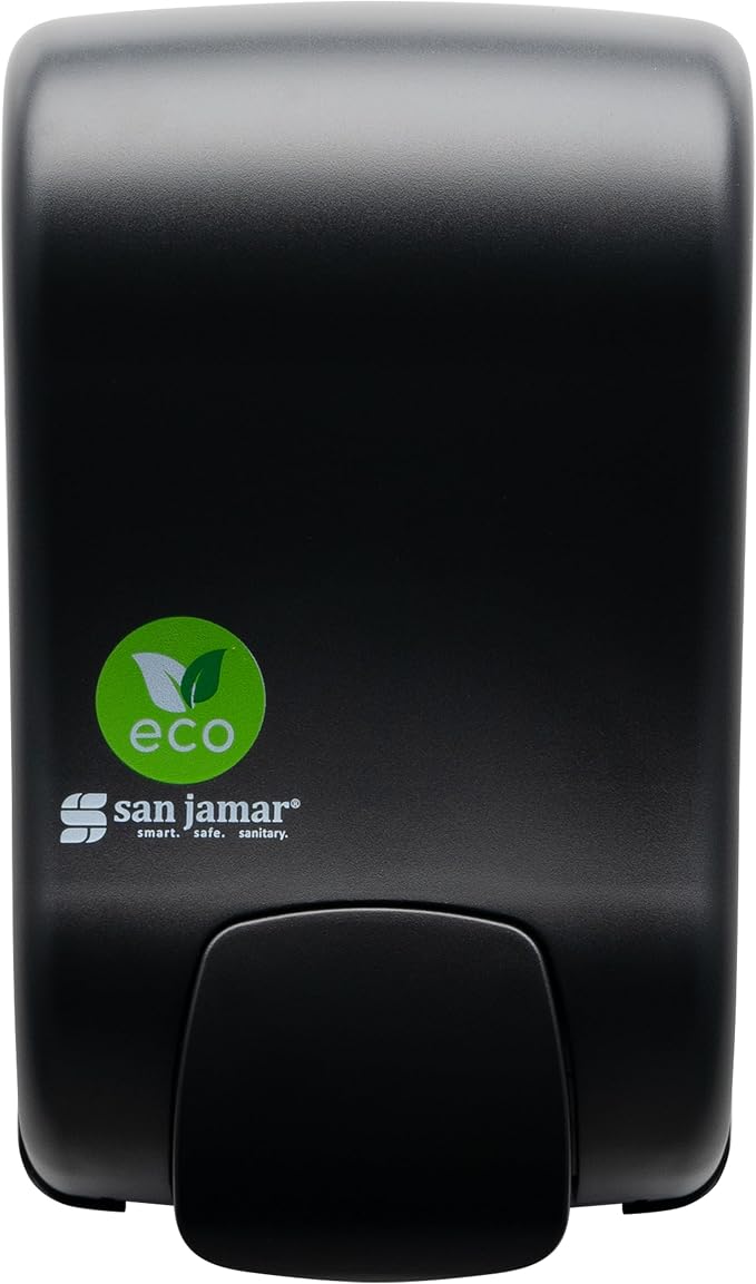 San Jamar Rely Soap Dispenser – 900ml Wall Mounted Manual Liquid Dispenser with Efficient Pump for Home and Commercial Use, Black Pearl