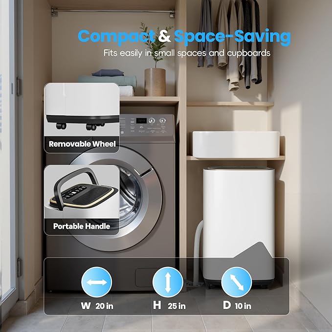 Manistin 3000 Sq.Ft Dehumidifier for Basement with Drain Hose, 30 Pint Dehumidifiers for Home, 3 Modes, Humidity Display & Timer & Child Lock, Large Room Compressor for Bedroom/Bathroom/Laundry