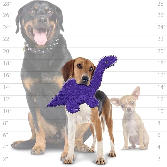 MIGHTY Tuffy Microfiber Medium Ball Brachiosaurus Dog Toy | Ultra Durable Plush Toy with Multiple Layers & Reinforced Seams , Washable and Floats , Mighty® Construction