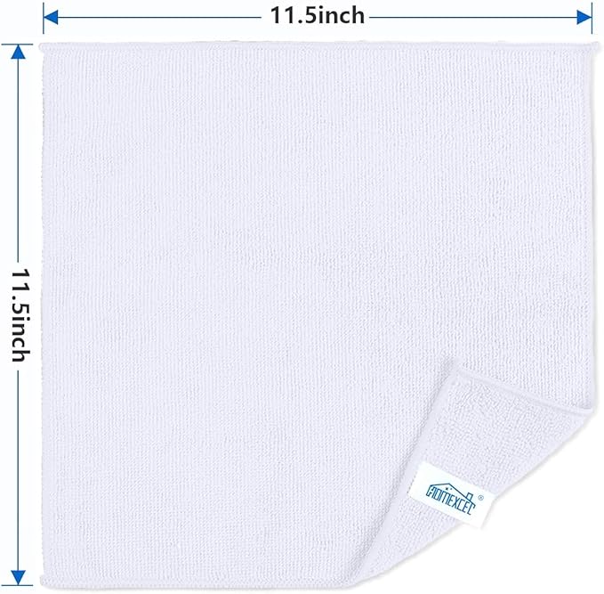HOMEXCEL White Microfiber Cleaning Cloth 600 Pack, Microfiber Towel for Cars, Lint Free, Scratch-Free, Highly Absorbent, and Cleaning Rags for House, Window and Glass, Cars, TV Screen 11.5 X11.5 inch