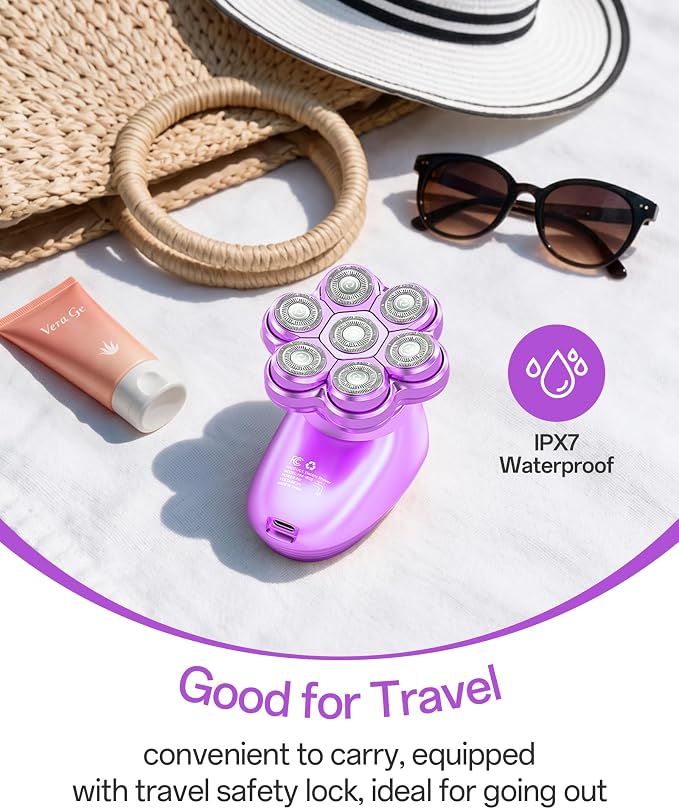 Electric Razors for Women, 5-in-1 Womens Electric Shavers for Legs, 7D Waterproof Wet Dry Travel Body Hair Remover Bikini Shavers for Lady Face Underarms Public