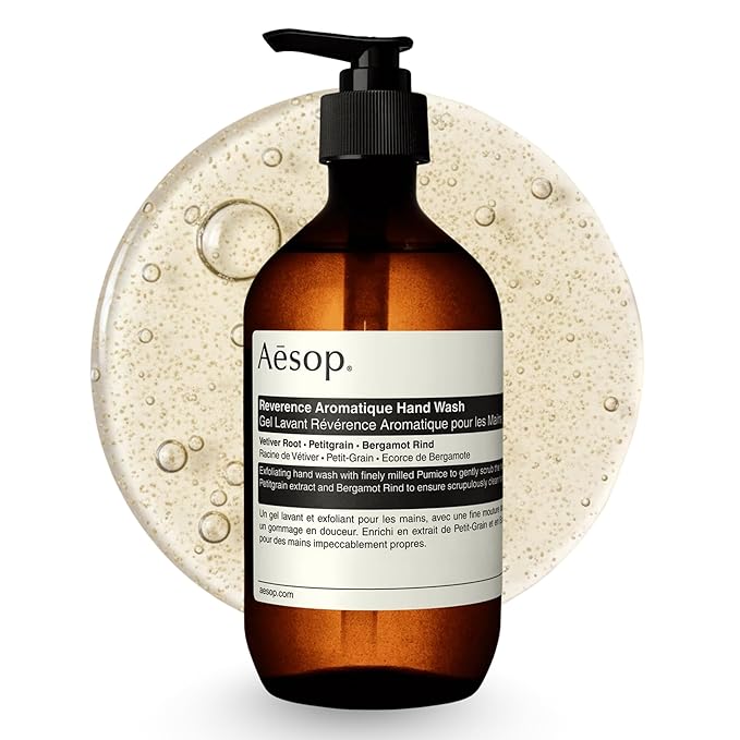 Aesop Reverence Aromatique Exfoliating Hand Wash | Exfoliating Hand Soap with Finely Milled Pumice | Gentle Cleansing & Skin-Smoothing Formula with Vetiver, Petitgrain & Bergamot | 500mL / 16.9 oz
