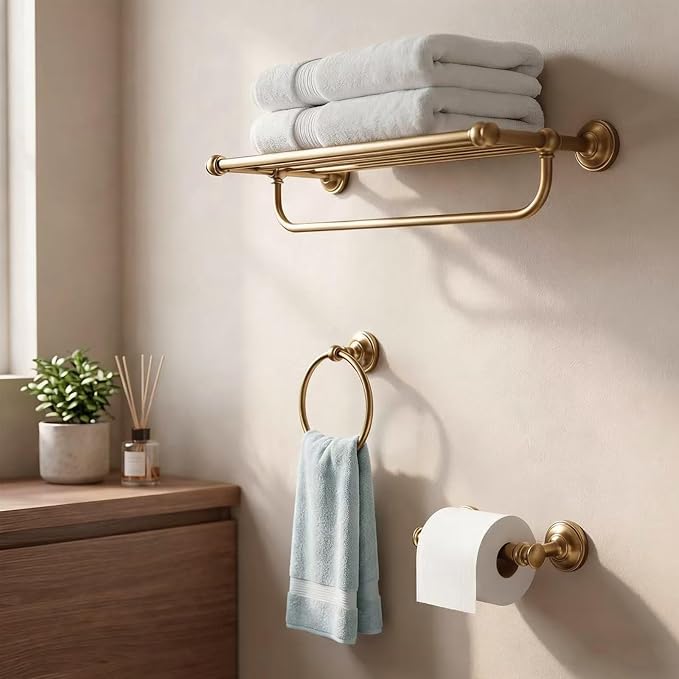 khtumeware Toilet Paper Holder Champagne Bronze Tissue Roll Holder for Bathroom Organization and Storage Single Post Toilet Tissue Holder Wall Bathroom Accessories (1-Pack)