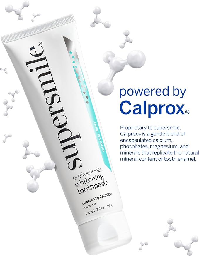 Supersmile Original Mint Whitening Toothpaste, Fluoride-Free, 3.4 Oz | Calprox® Powered, Whitens 5.5 Shades in 7 Days, TSA-Approved Travel Size, Signature Wild Mint, Veneer Safe