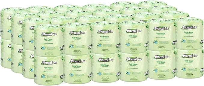 Marcal Pro Toilet Paper 100% Recycled - 2 Ply, White Bath Tissue, 242 Sheets Per Roll - 48 Individually Wrapped Rolls Per Case Green Seal Certified Toilet Paper 03001