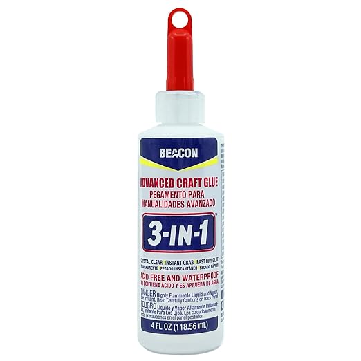 BEACON 3-in-1 Advanced Craft Glue - Fast-Drying, Crystal Clear Adhesive for Wood, Ceramics, Fabrics, and More, 4-Ounce, 12-Pack