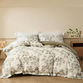 OAITE Duvet Cover Set Twin Size Floral Pattern 600 Thread Count Ultra Soft 100% Long Staple Cotton Duvet Cover Sets 3-PC, Breathable Duvet Cover with Zipper Closure & Corner Ties