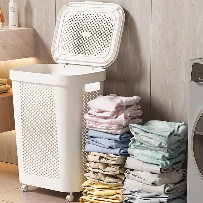 Permanent Polystyrene Storage Basket for Laundry Ventilated for Breathability Large Size Direct Current Neat Modern Aesthetic Ventilated Basket