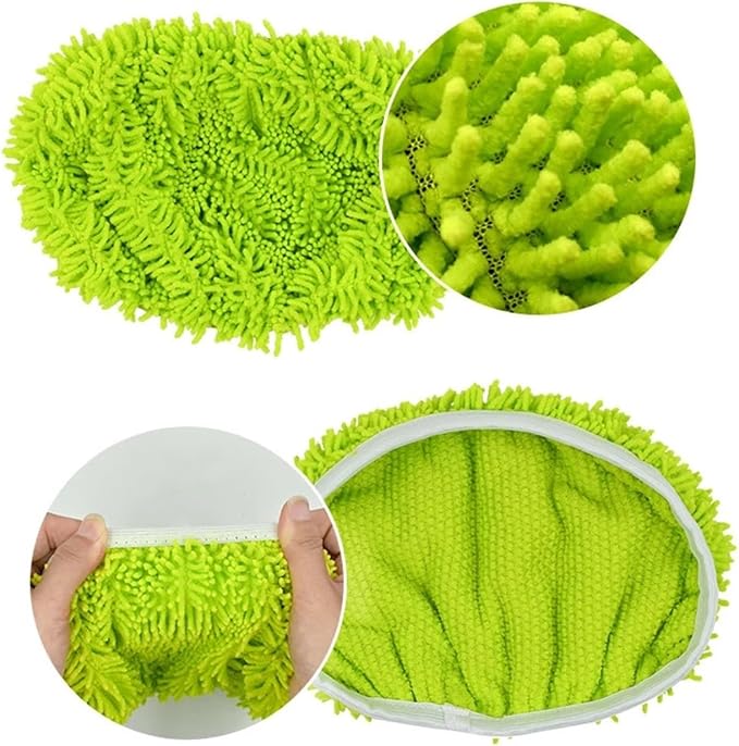 2pcs Reusable Microfiber Mop Pads, Compatible for Swiffer Sweeper Dry Sweeping Cloth Washable Wet Mopping Cleaning(B-Green)
