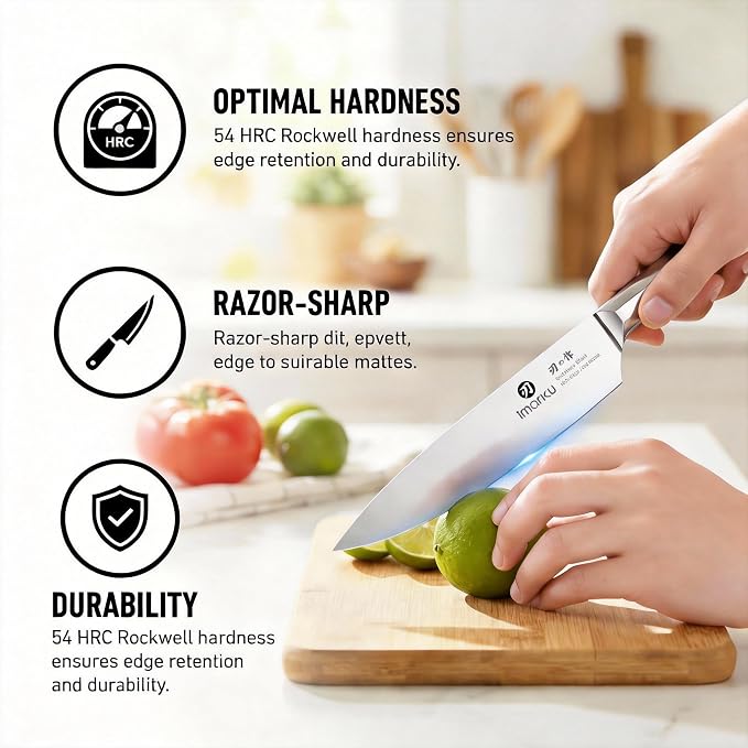 imarku 16-Pieces High Carbon Japanese Stainless Steel Knife Set with Block | Kitchen Knife Set|15°Precision Edge |56±2 HRC Hardness|Built-in Sharpener|Ergonomic Handles|Gifts Mom & Dad
