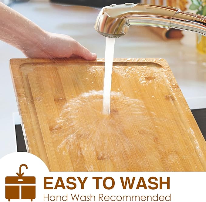 2XLarge Cutting Board, 20" Bamboo Cutting Boards for Kitchen with Juice Groove and Handles Kitchen Chopping Board for Meat Cheese board Heavy Duty Serving Tray, 2XL, Empune