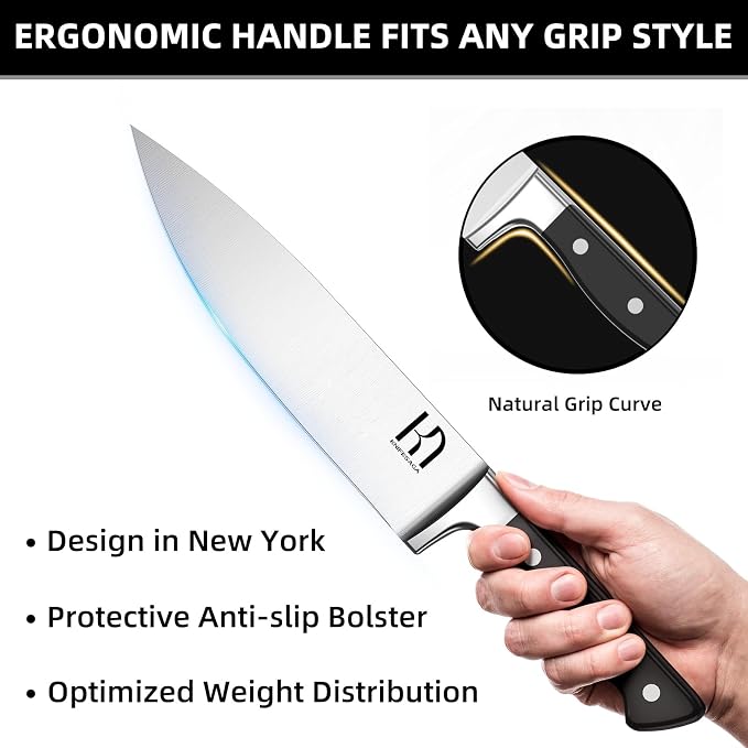KnifeSaga 15-pc Japanese Kitchen Knife Block Set, Razor Sharp, Professional | Innovative Steel, High Carbon Stainless, Enduring Sharpness, Ergonomic Handle, Quality Acacia Wood Block, Full-tang, Gift Box