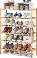 viewcare 6-Tier Bamboo Shoe Rack for Entryway, Stackable | Foldable | Natural, Shoe Organizer for Hallway Closet, Free Standing Shoe Racks for Indoor Outdoor