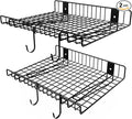 2 Pack Garage Wall Shelf, Wall Mounted Storage Shelves, Heavy Duty Metal Shelves for Room Wall, Loads 80 LBS Floating Shelves Mesh Storage Rack for Garage, Office, Basement,Wall Cabinet and Kitchen