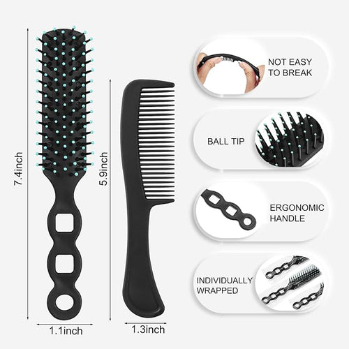 100 Pcs Hair Brush and Comb Set in Bulk for Homeless Individually Wrapped, Bulk Comb Brush Hairbrush for Women Kids Hotel Homeless Charity (Bright Color)