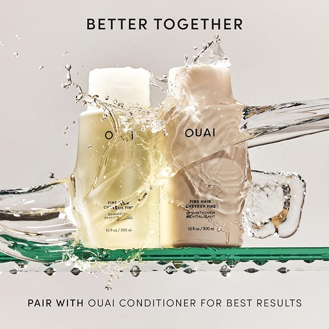 OUAI Fine Hair Shampoo - Travel Size Biotin Thickening Shampoo for Flat, Thin Hair - Volumizing & Strengthening Keratin & Chia Seed Oil for Women & Men - Lightweight, Color-Safe, Sulfate Free, 3 Oz