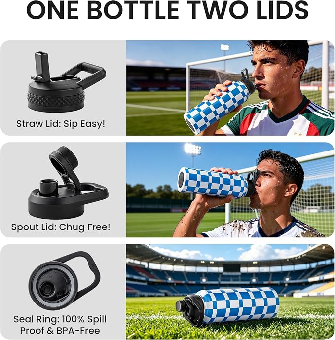 RAYMYLO 2026 Soccer Biggest Event Edition Insulated Water Bottle 40 oz, Nation Flag Design, Best Souvenir & Gift for World Soccer Lover, Vacuum Stainless Steel (Cold for 36Hrs), Leak Proof & Non-BPA