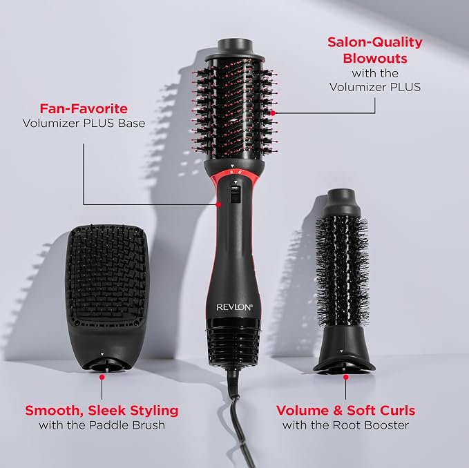 REVLON 3-in-1 Multi-Styler Hair Dryer Brush, Straighten, Curl & Smooth with One Tool, Hot Air Brush for Blowouts, Waves & Sleek Styles, Lightweight Styling Brush with Multiple Heat Settings