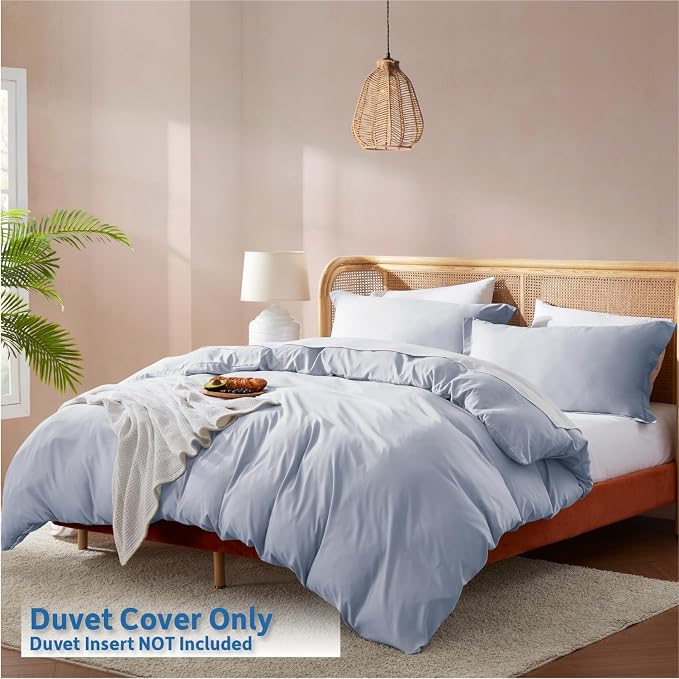 Nestl Ice Blue Duvet Cover King Size - Soft Double Brushed King Duvet Cover Set, 3 Piece, with Button Closure, 1 Duvet Cover 104x90 inches and 2 Pillow Shams