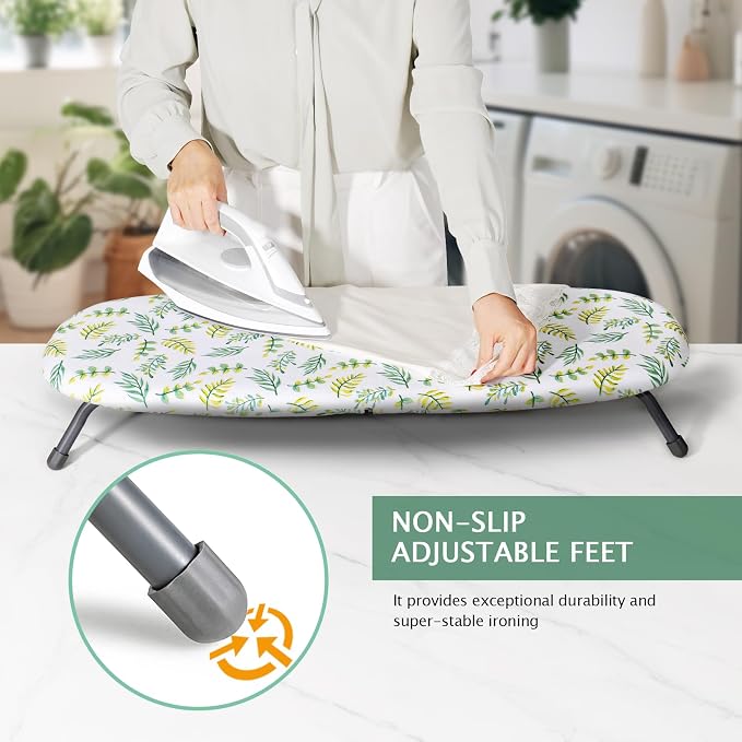 SheeChung Small Ironing Board 12"x32",Foldable Tabletop Ironing Board | Cotton Cover and Heat Resistant Pad,Portable, Non-Slip Feet,Compact,Space Saving,Fits for Home Laundry Sewing Room Dorm