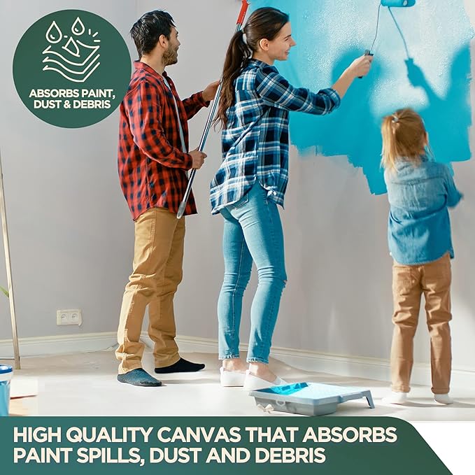 CCS Canvas Drop Cloth for Painting – All Purpose Cotton Duck Cloth Tarp for Curtains, Tablecloths, Backdrops – Washable & Reusable Floor Cover & Dust Sheet for Furniture (4x12 Ft)