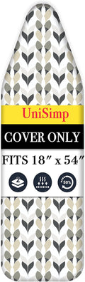 UniSimp Ironing Board Cover and Pad 18"x54" Extra Thick Natural Cotton, Scorch & Stain Resistant Iron Board Cover, Extra Large Iron Board Cover with Fasteners Heavy Duty Heatproof Elastic Edge Foliage