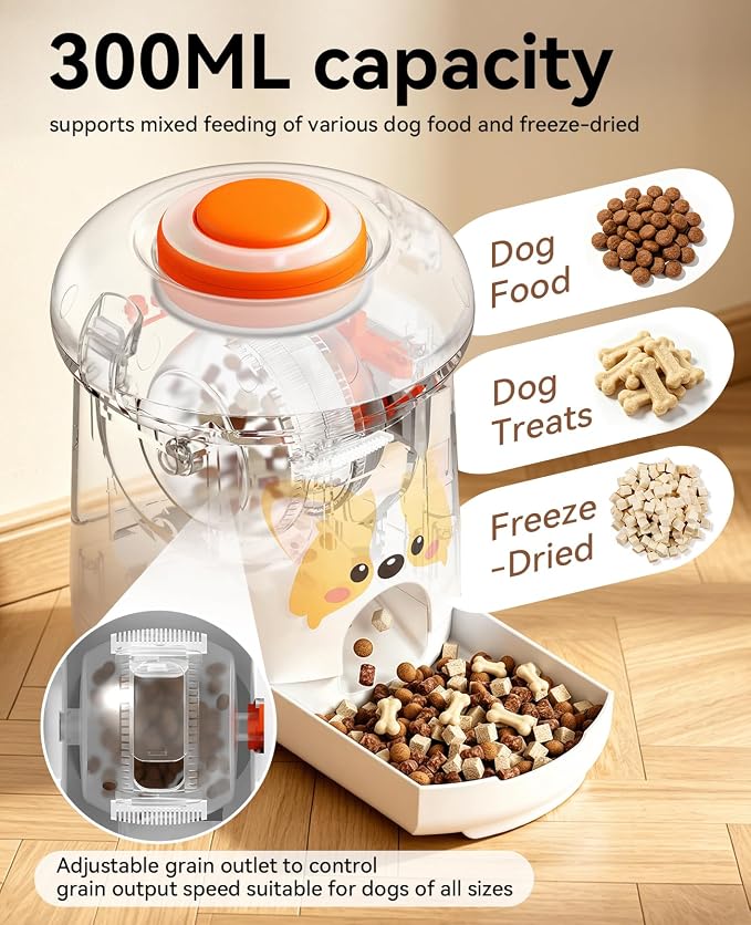 ROJECO Dog Puzzle Feeder Toy, Interactive IQ Training Puzzle Toys with DIY Recording Remote Button, Auto Treat Dispenser Dog Toys, Detachable Clean, for Indoor or Outdoor Play, All Breeds