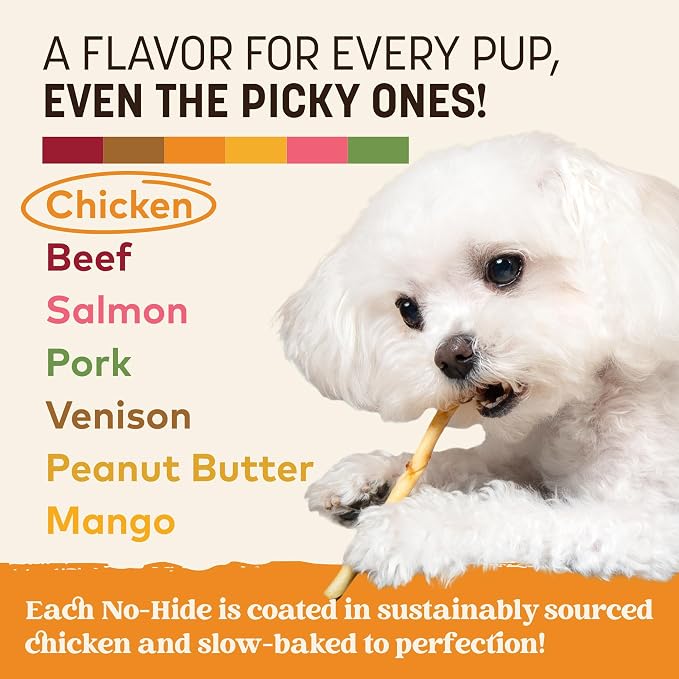 Earth Animal No Hide Stix - Long Lasting Rawhide Free Small Dog Chews Sticks, Chicken - 20 Count Value Pack