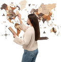 ENJOY THE WOOD 3D Wood World Map Wall Art Large Wall Décor - World Travel Map - Any Occasion Gift Idea - Art for Home & Kitchen or Office (2XL, Multicolor)