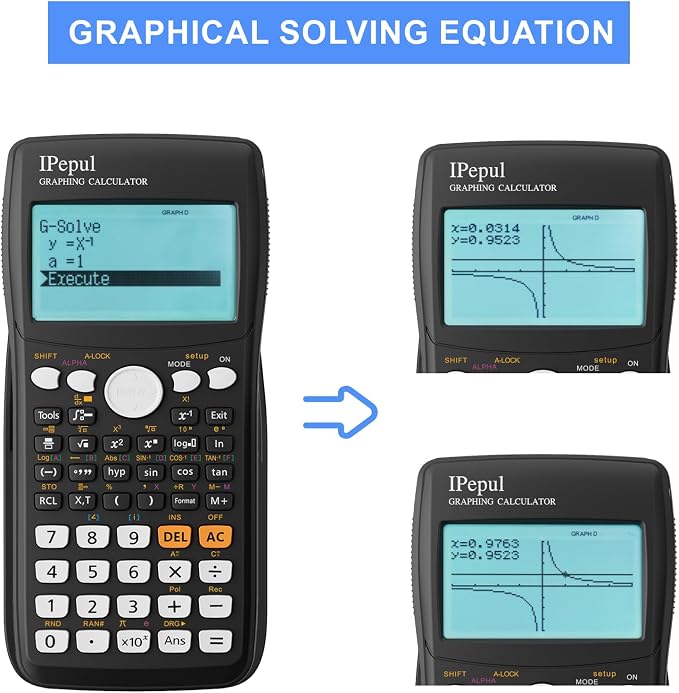 Graphing Calculator,IPepul Scientific Calculators 10 Modes /4 Graphing Functions,Desktop Math Calculator for College Students,School Supplies for Middle High School Teachers Office（Black）